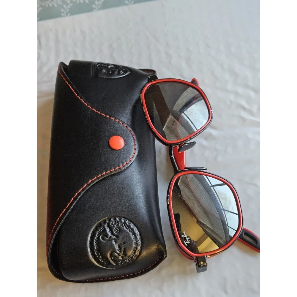 Ray-Ban RB3647M Scuderia Ferrari Men's Sunglasses - Red Metal Frame, Black Lens
